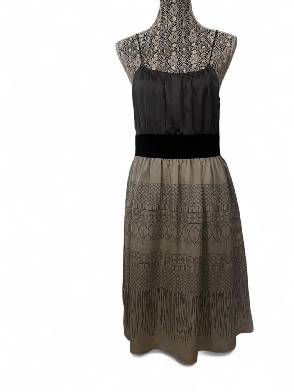 Old Navy Black and Taupe Spaghetti Strap Midi Dress